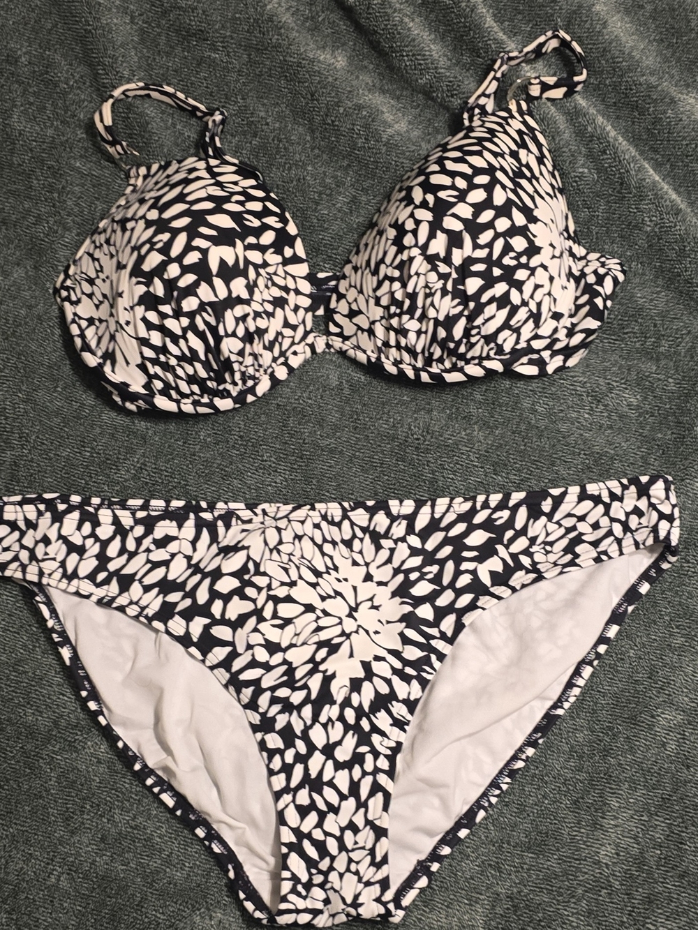 Marks & Spencer Black and White Leaf Print Two-Piece Bikini